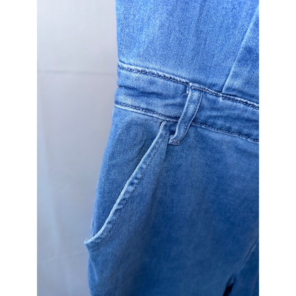 Fashion Nova Womens Denim Halter Jumpsuit Medium Wash Wide Leg XL BROS183 - Picture 4 of 9